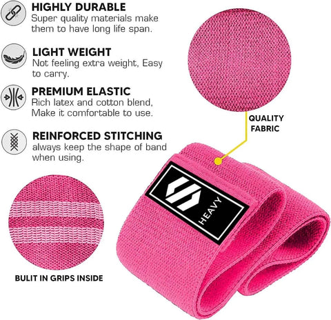 Fabric Resistance Bands Set - Non-Slip,  3 Resistance Levels Fabric Resistance Bands Set - Non-Slip,  3 Resistance Levels