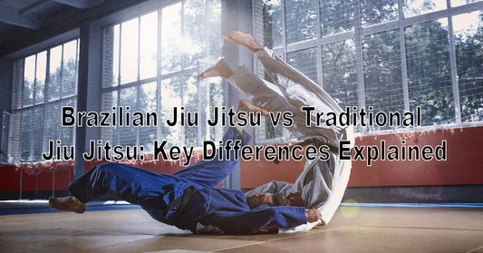 A split-screen image showing a BJJ practitioner in a modern gi on one side and a traditional Jiu Jitsu fighter in classic uniform on the other, highlighting style and stance differences.