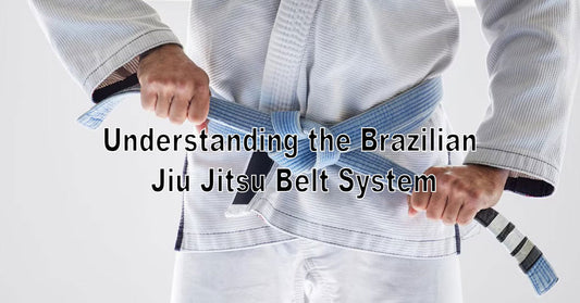 An image showing the full BJJ belt lineup from white to black laid out on a mat, with labels and arrows explaining each rank in a simple visual guide.