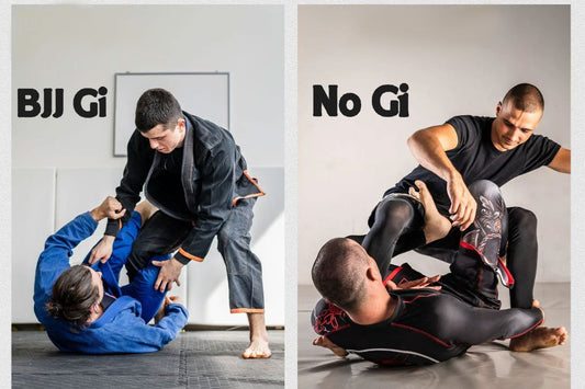 A simple yet informative illustration showing a size chart for Shoyoroll gis and no‑gi gear, listing measurements for chest, waist, and height by size (A0–A5 and rashguard/x‑size), with icons representing gi and no‑gi outfits.