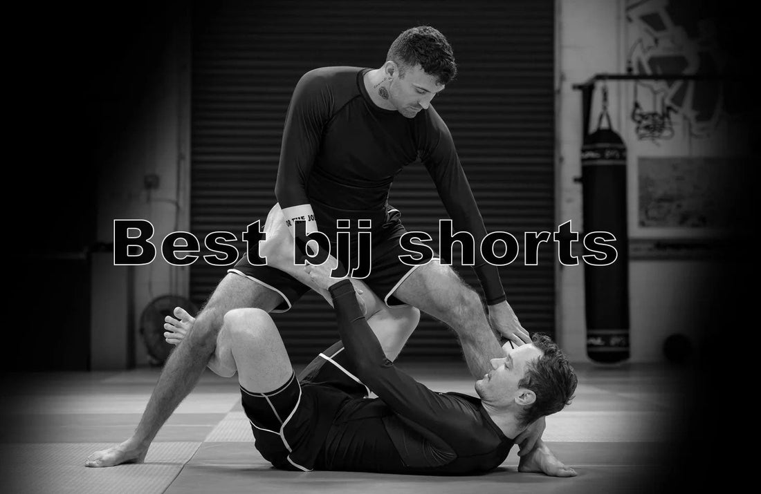 An image showing a variety of 2025 BJJ shorts in different styles and colors, laid out on a mat or worn by athletes during no-gi training.