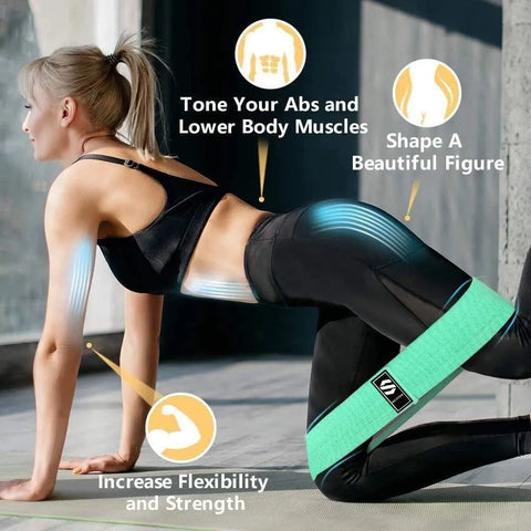 Fabric Resistance Bands Set - Non-Slip,  3 Resistance Levels