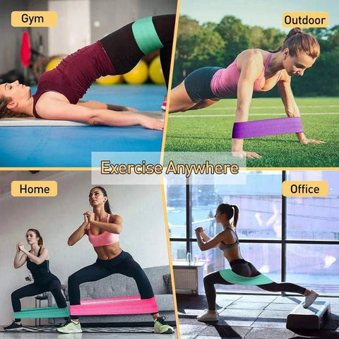 Fabric Resistance Bands Set - Non-Slip,  3 Resistance Levels